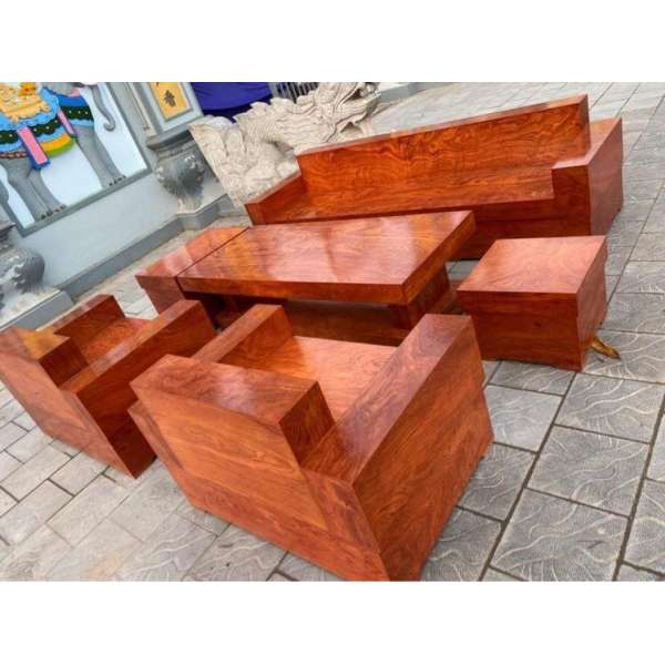 Bộ sofa gỗ đối nguyên khối hộp gỗ hương đá BG304
